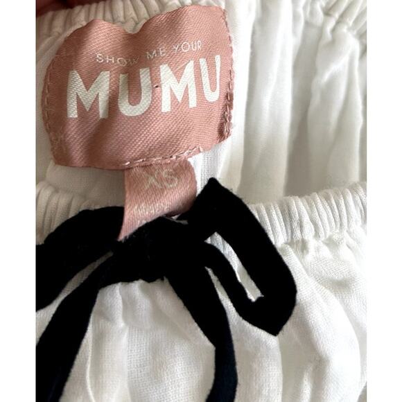 Show Me Your Mumu Harmony Maxi Dress White Voile with Black Bows XS - Picture 6 of 7